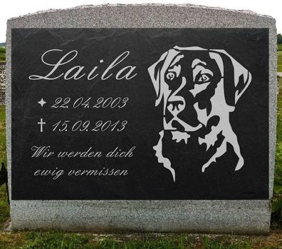 Labrador Hundegrabstein Grabschmuck HUND-012 - IHR TEXT - Lasergravur 40 x 25 cm