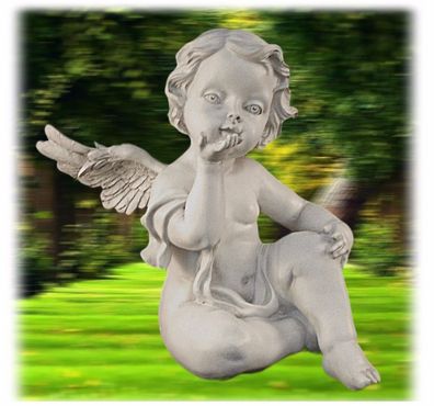 ENGEL Engelfigur Dekofigur Dekoengel Skulptur Polystein Neu + Patina 19cm - Z-007
