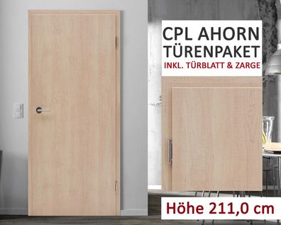 kuporta CPL Zimmertüren Innentüren Ahorn | 3 - 11 Türen + Zargen Höhe: 211,0 cm