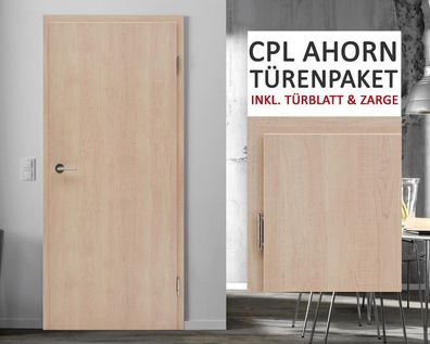kuporta CPL Zimmertüren Innentüren Nova Ahorn | wählbar 3-11 Türen + Zargen Set