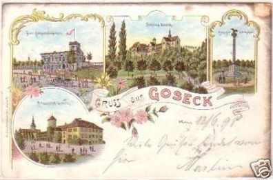 23493 Ak Lithographie Gruss aus Goseck 1898