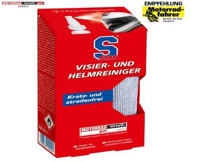 S100 Visier- u. Helmreiniger 100ml inkl. Mikrofasertuch-Premium. Qualität