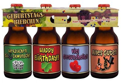 Geburtstags-Bier im 4er Bier-Geschenk-Träger (4 x 0,33l)