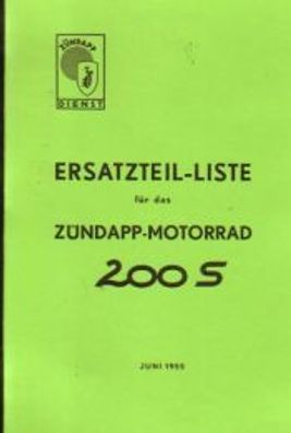 Ersatzteillist Zündapp Motorrad 200 S, Zweirad, Oldtimer, Klassiker