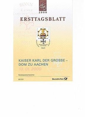 Ersttagsblatt 02/2000-1200 Jahre Aachener Dom