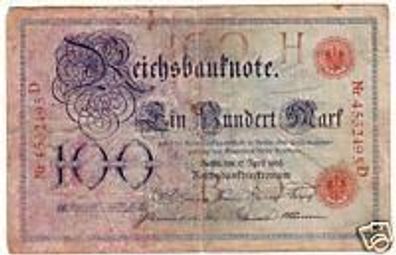 alte Banknote deutsches Kaiserreich 100 Mark 1903