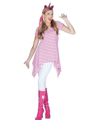 Rubies 13342 - Ringel Tunika pink-weiß gestreift * Karneval * Ringel Shirt