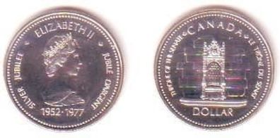 1 Dollar Silber Münze Kanada 1977 Thron im Oberhaus