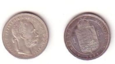 1 Forint Silber Münze Ungarn 1881