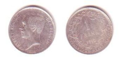 1 Franc Silber Münze Belgien 1912