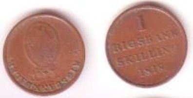 1 Reichs Bank Schilling Kupfer Münze Dänemark 1818