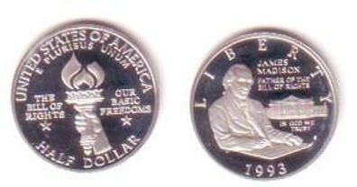1/2 Dollar Silber Münze USA 1993 James Madison