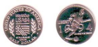 1/2 Dollar Silber Münze USA 1994 Fussball WM USA