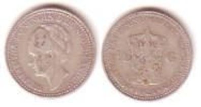 1/2 Gulden Silber Münze Niederlande 1921