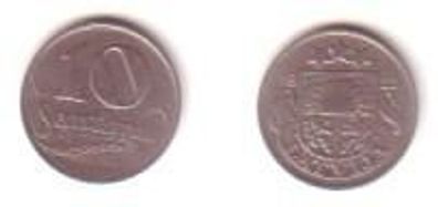 10 Santimu Nickel Münze Lettland 1922 Wappen