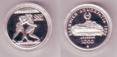1000 Drachmen Silber Münze Griechenland 1996