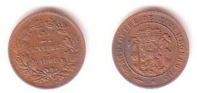 2 1/2 Centimes Kupfer Münze Luxemburg 1908