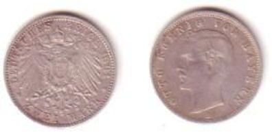 2 Mark Silber Münze 1901 Bayern König Otto