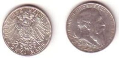 2 Mark Silber Münze 1902 Baden Großherzog Friedrich