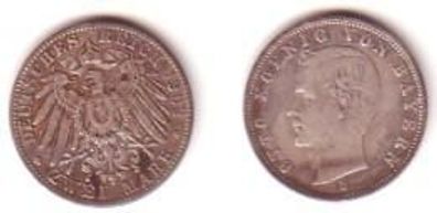 2 Mark Silber Münze 1902 Bayern König Otto