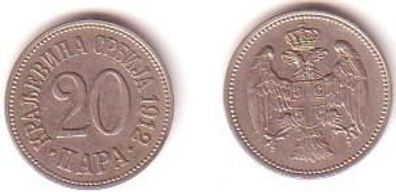 20 Para Nickel Münze Serbien 1912