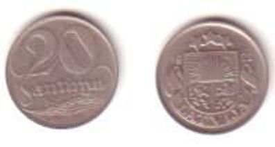 20 Santimu Nickel Münze Lettland 1922 Wappen