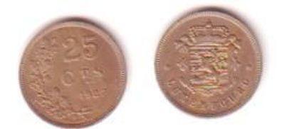 25 Centimes Nickel Münze Luxemburg 1927