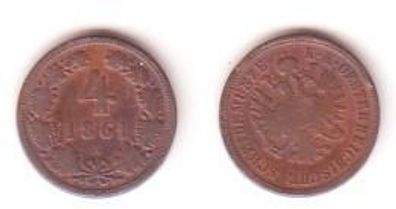 4 Kreuzer Kupfer Münze Österreich 1861 A