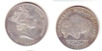 50 Dollar Silber Münze Cook Insel 1990 Bison