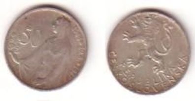 50 Kronen Silber Münze Tschechoslowakei 1947