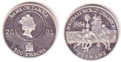 500 Kwacha Silber Münze Sambia Fussball 2001