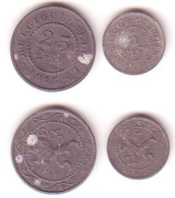 2 Münzen Besetzung Belgiens im 1.Weltkrieg 1915