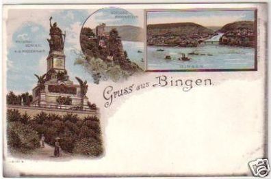 24463 Ak Lithographie Gruss aus Bingen um 1900