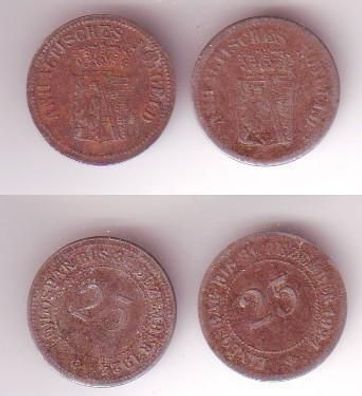 2 x 25 Pfennig Münzen Anhaltinisches Notgeld 1921