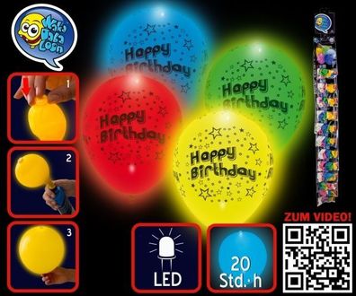 LED-Leuchtballons "Happy Birthday"
