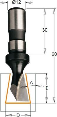 HM/ HW Zinkenfräser für Handoberfräsen D=14 mm Schaft= 12 mm GL 60 mm CMT