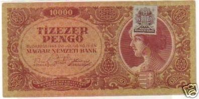 10000 Pengö Banknote Ungarn 1945 mit Bank Marke