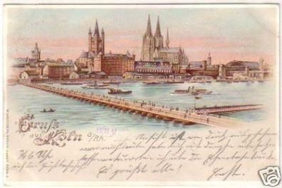 24640 Ak Lithographie Gruss aus Köln am Rhein 1898
