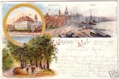 24595 Ak Lithographie Gruß aus Kiel Post usw. 1898