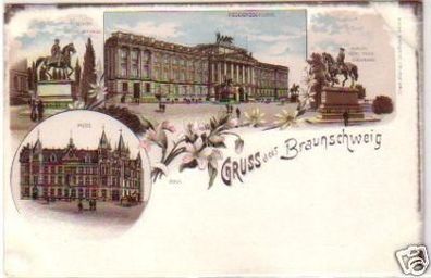 24458 Ak Lithographie Gruss aus Braunschweig um 1900
