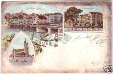 24626 Ak Lithographie Gruss aus Basel Schweiz 1898