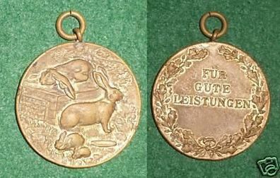 alte Bronze Medaille Kaninchenzüchter um 1930