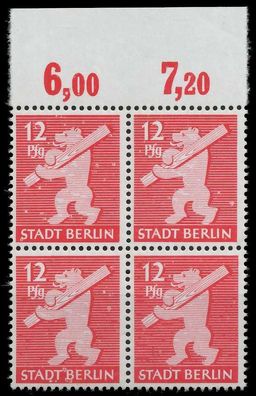 SBZ BERL. Brandenb. Nr 5AAux postfrisch Viererblock ORA X810196