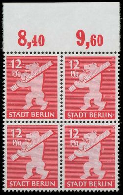 SBZ BERL. Brandenb. Nr 5AAux postfrisch Viererblock ORA X8101A2