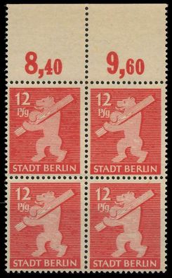 SBZ BERL. Brandenb. Nr 5AAwaz postfrisch Viererblock OR X8101DE
