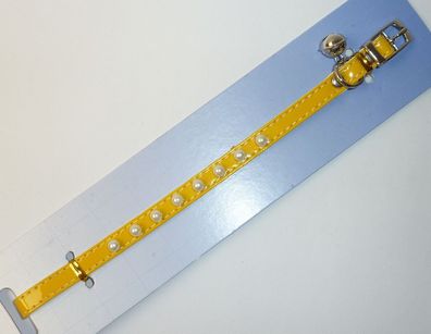 Katzenhalsband - Lackleder - gelb - 10mm x 30cm