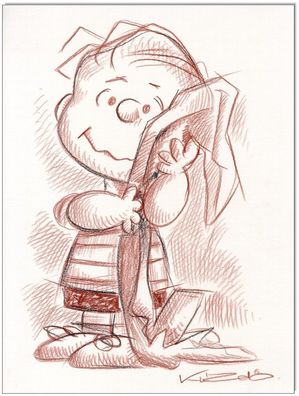 Klausewitz: Original Rötelzeichnung : Peanuts Linus van Pelt / 24x32 cm