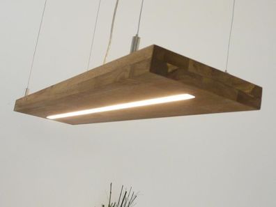 Hängelampe Akazie Holzleuchte mit Ober und Unterlicht 80 cm mit Dimmer