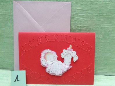 Prickel-Grußkarten & 3D Motive Kouvert Briefpapier Baby Geburt Taufe