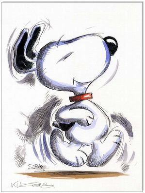 Klausewitz: Original Feder und Aquarell : Peanuts Running Snoopy I / 24x32 cm